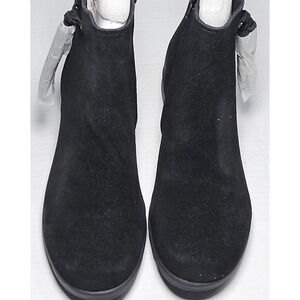 Vaneli Sport Dommie Black Suede Ankle Boots Side Zip Low Wedge Booties Women 12M